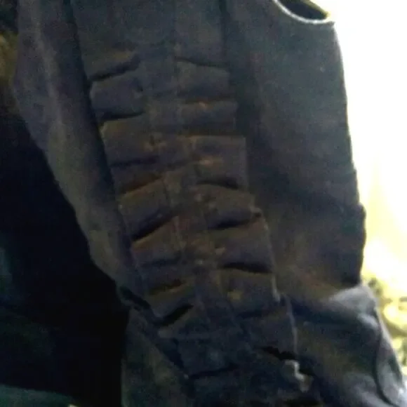 WOMENS BOOT KENSIE GIRL pull on BLACK  with Pleated RUFFLE Faux Suede VINTAGE 8 - Picture 3 of 3